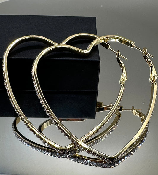 18 Gold-Filled French Heart Hoop Earrings