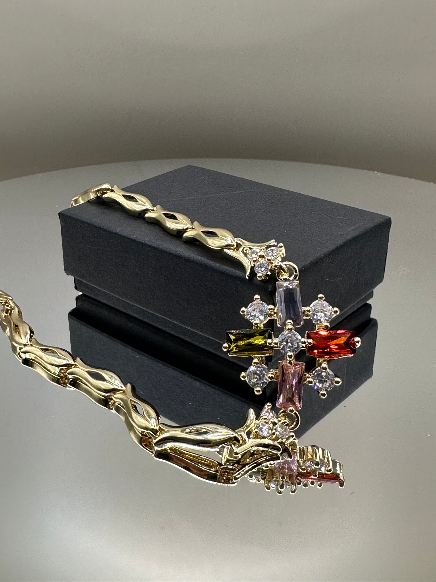 18k Gold-Filled Cubic zirconia cross Bracelet
