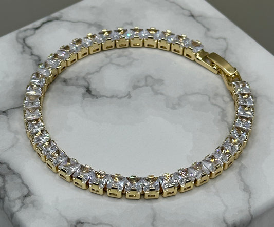 18k Gold-filled Classic Square CZ tennis Bracelet