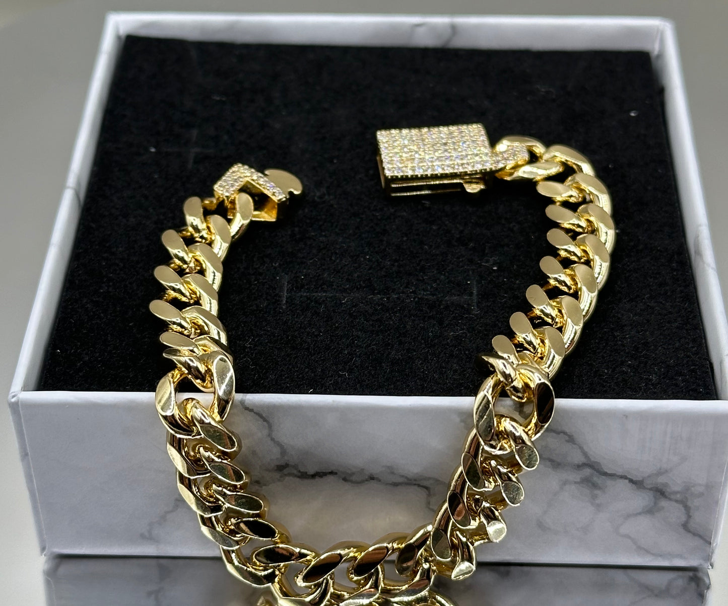 18k gold-filled puff cuban CZ Bracelet