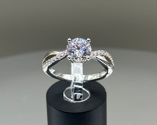 Silver ring for wedding and anniversary with CZ