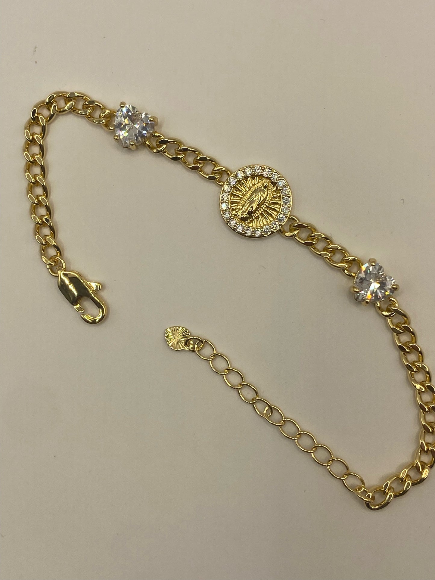 18k Gold Filled Virgin Guadalupe Heart Bracelet