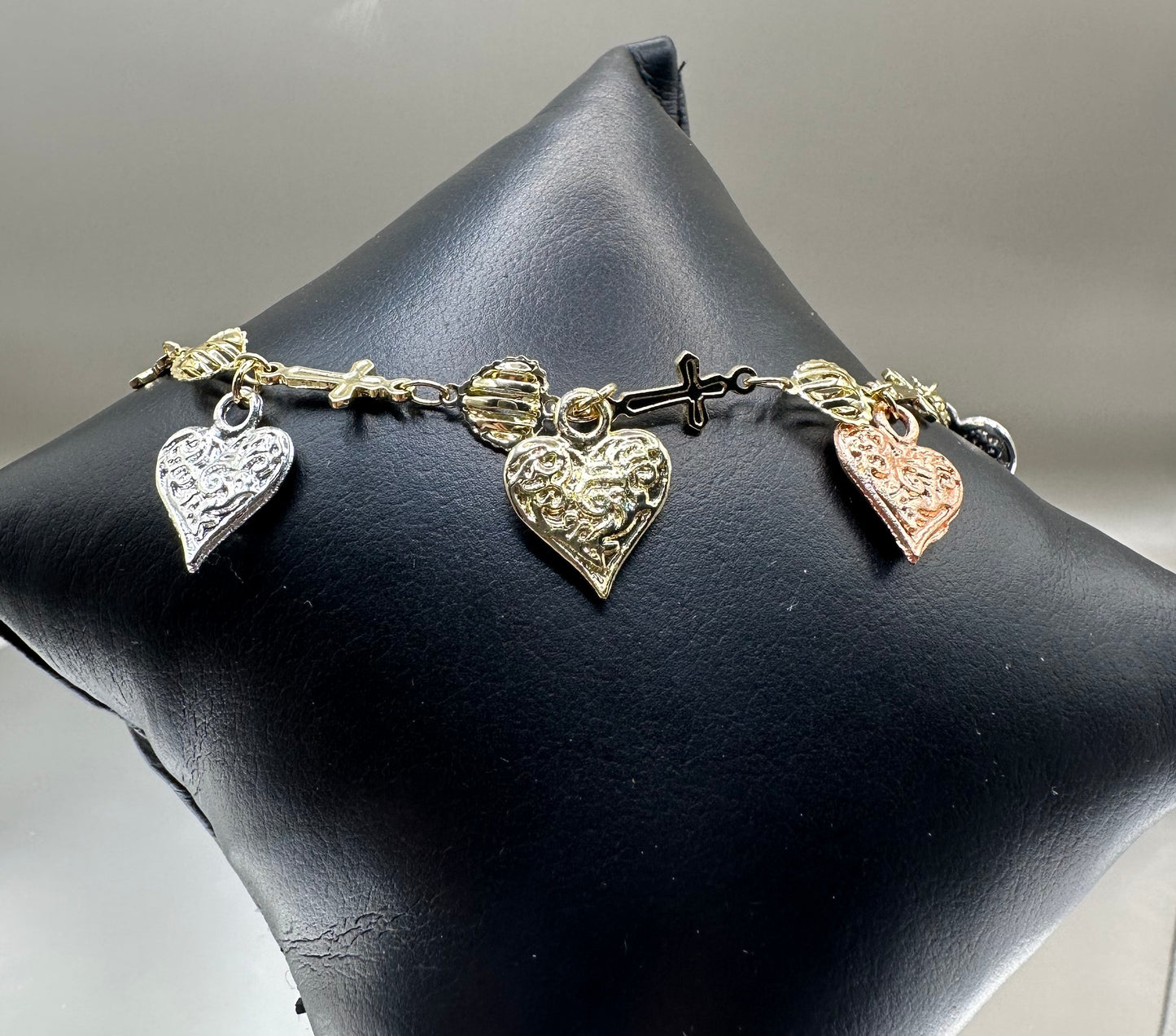 18k Gold-Filled Tricolor Heart Bracelets