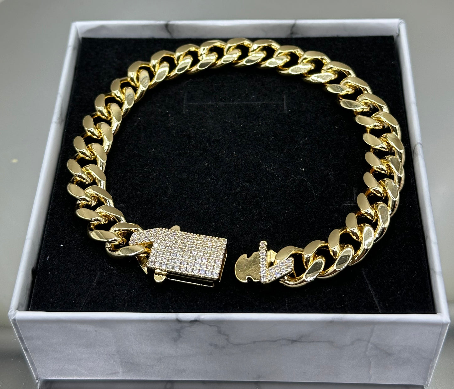 18k gold-filled puff cuban CZ Bracelet