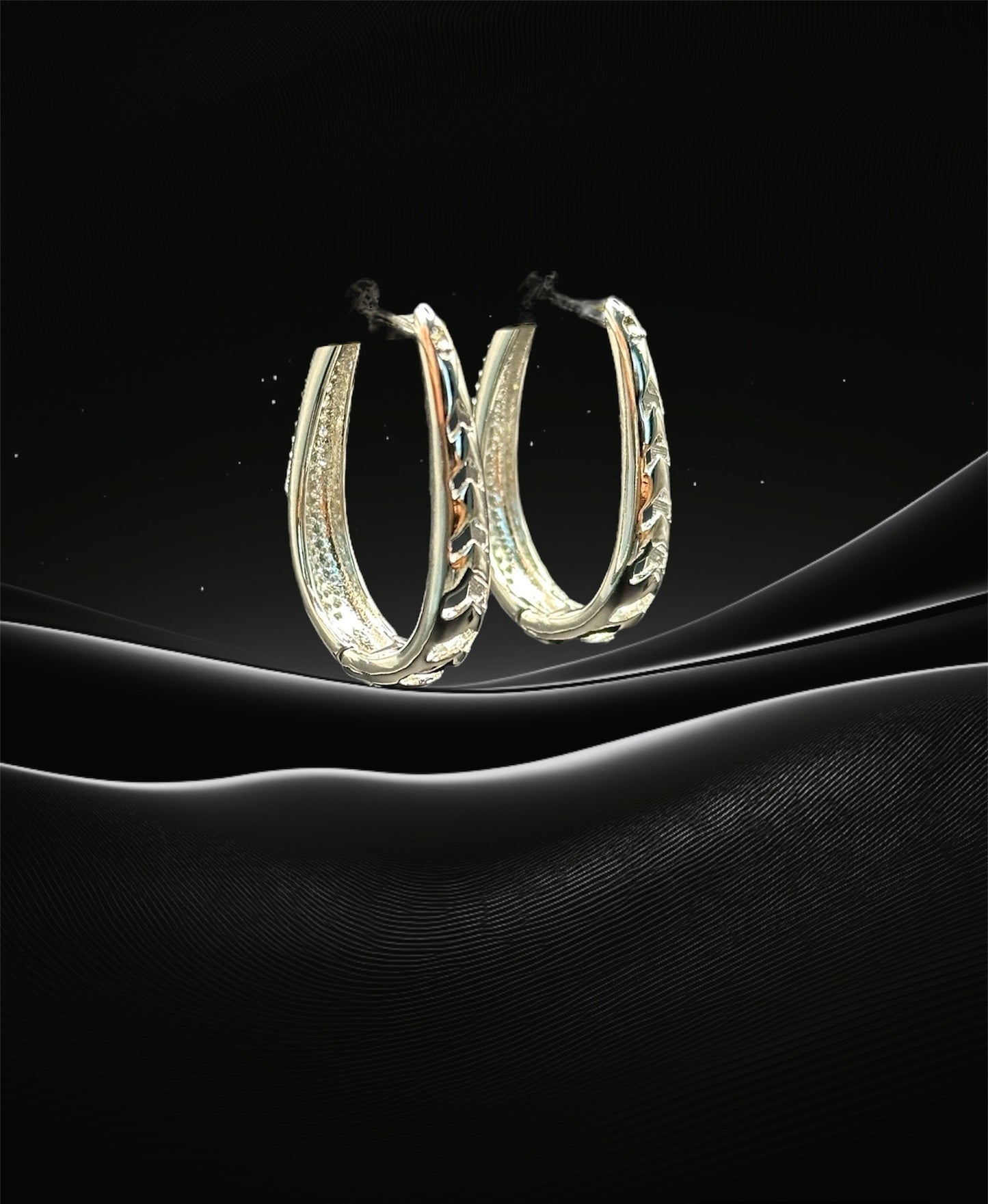 18K white Gold-Filled Ibiza Oval CZ Hoop Earrings