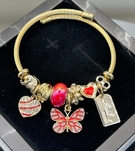 Gold-plated adjustable Bracelet with Charms