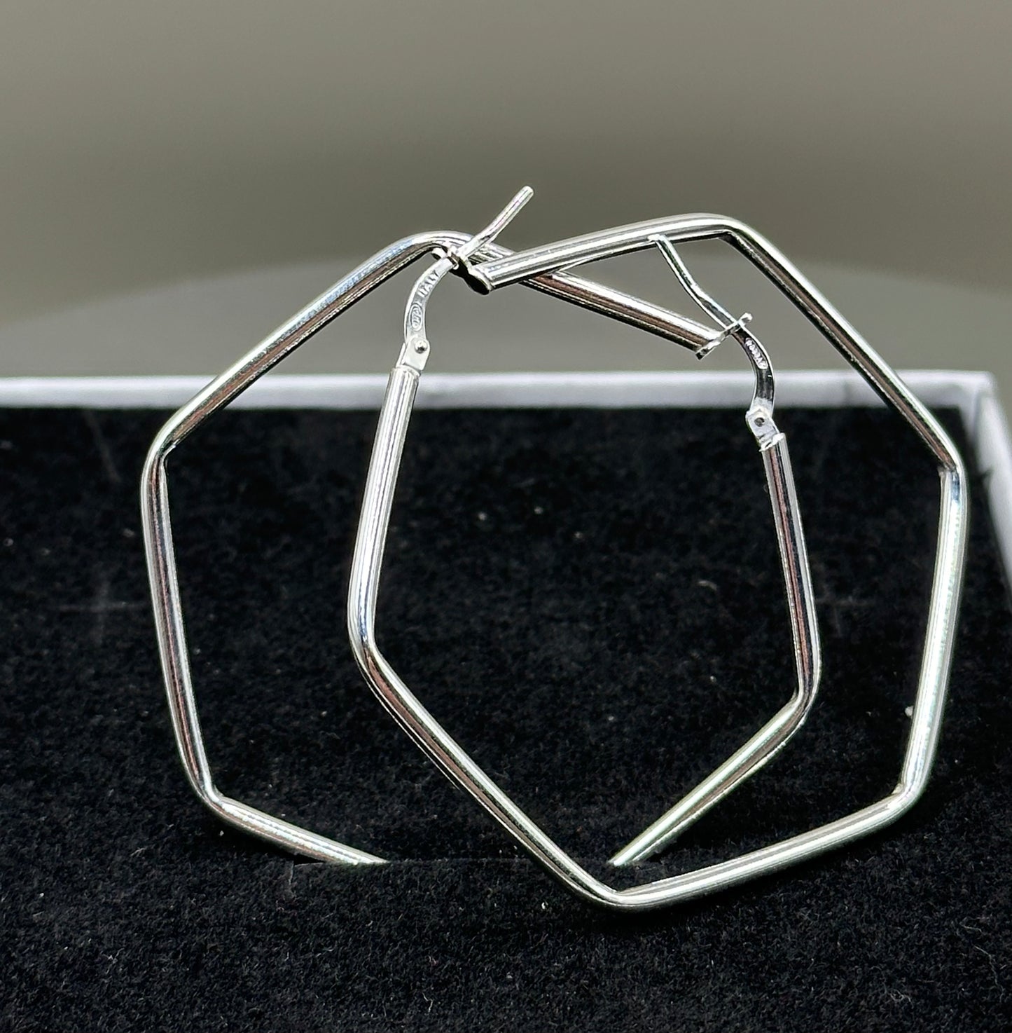 Hexagonal Silver earrings