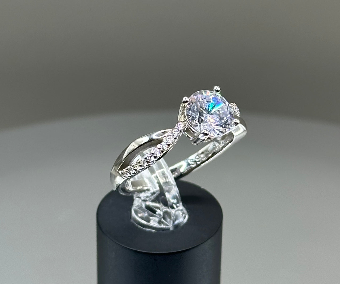 Silver ring for wedding and anniversary with CZ