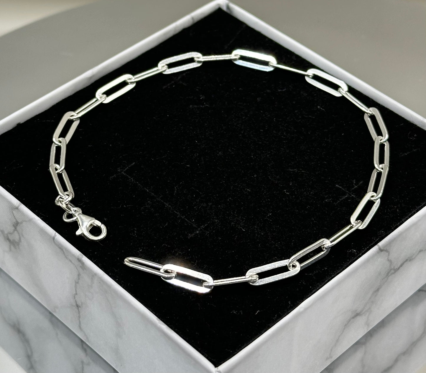 Silver paper clip bracelet