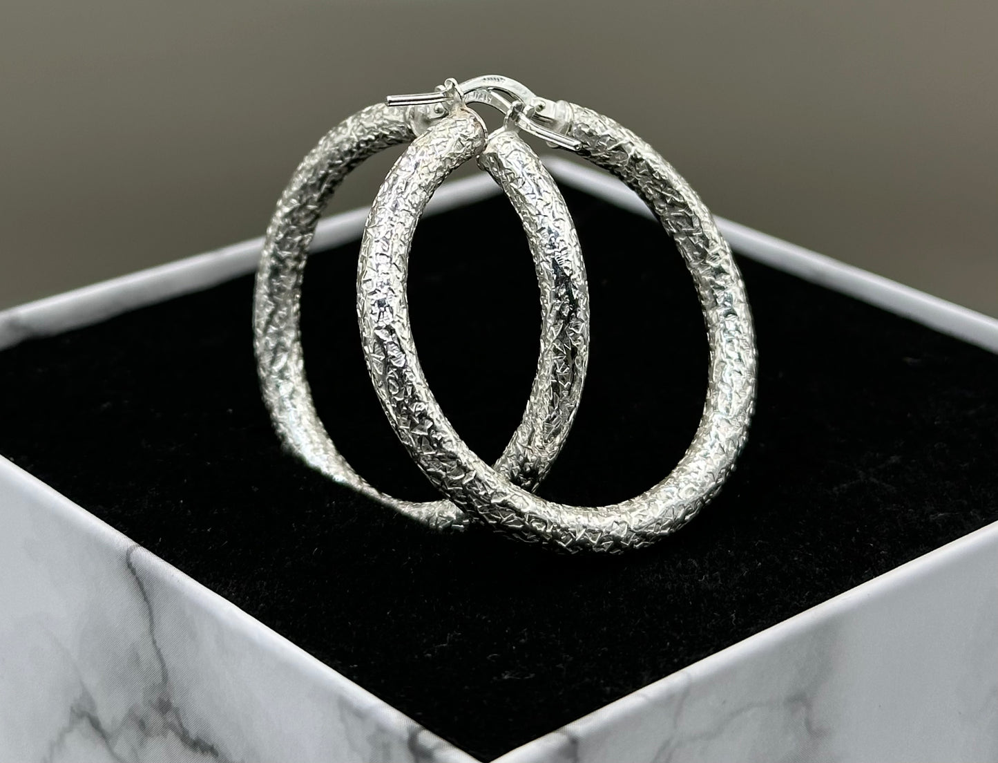 Geometric silver fashion hoop earrings