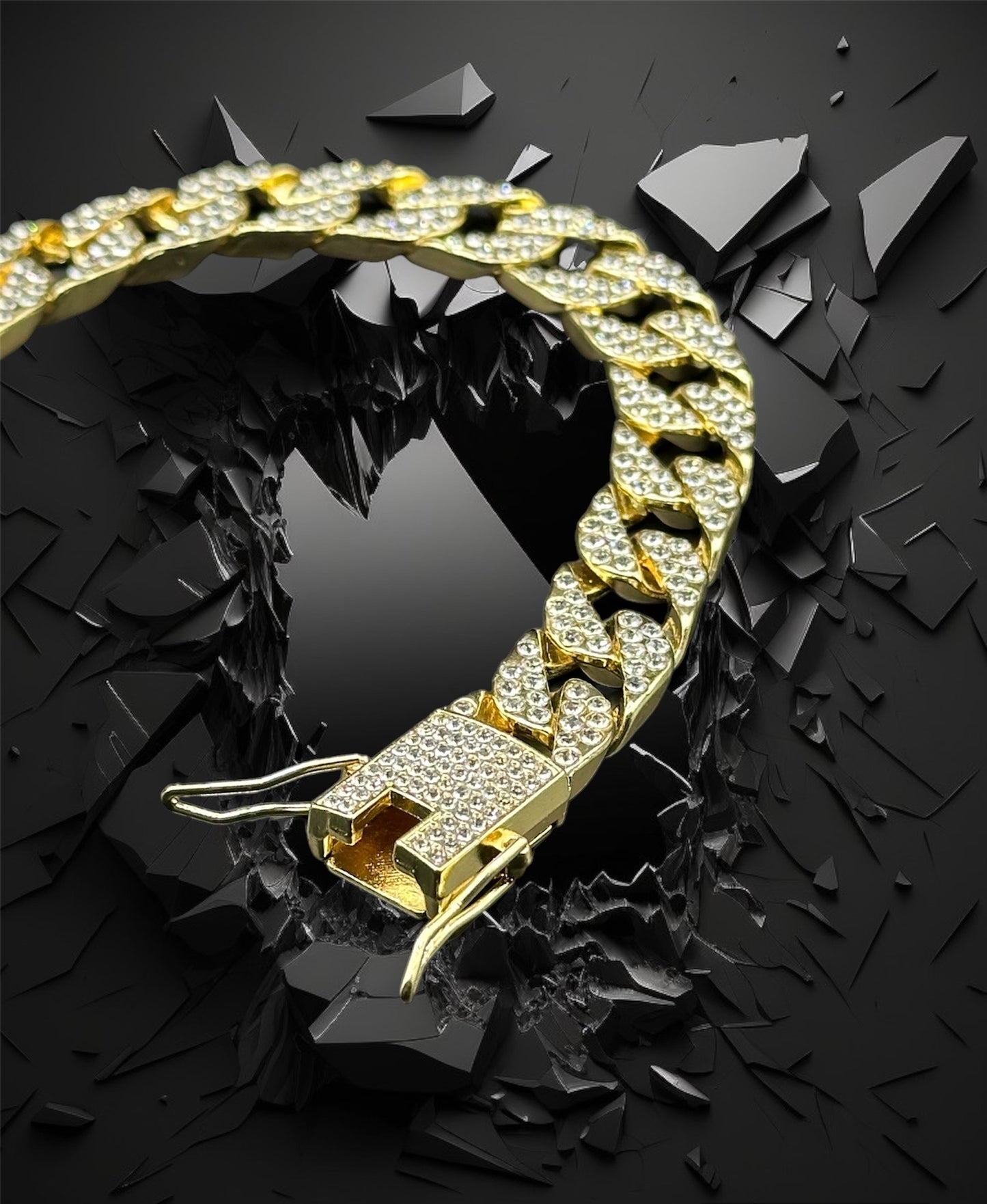 18K Gold-Filled CZ Out Round Miami Cuban Hip Hop Bracelet