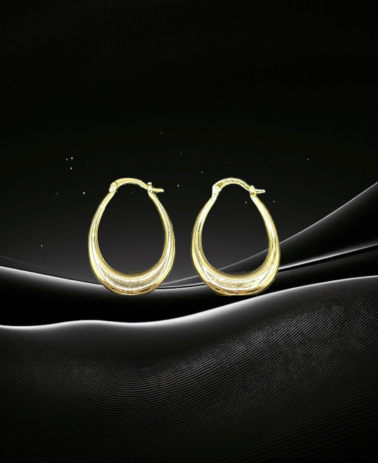 18K Gold-Filled Oval Puff Hoop Earrings