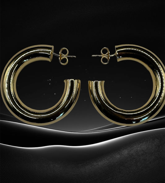 18K Gold-Filled Half Crescent Hoop Earrings