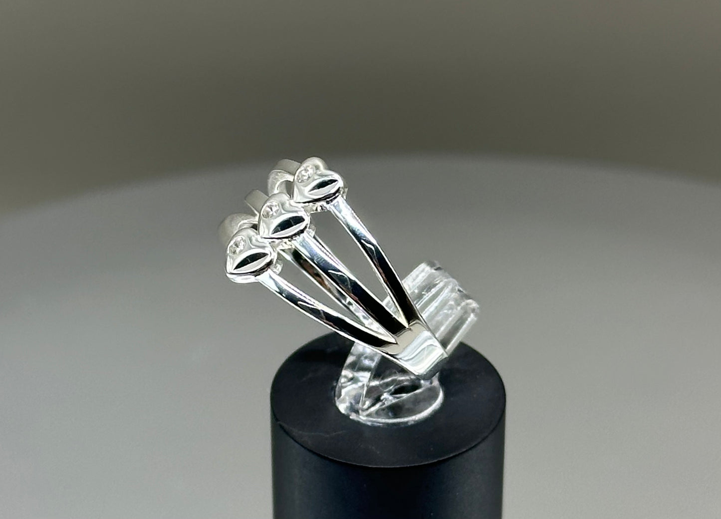 Triple heart Silver ring with CZ