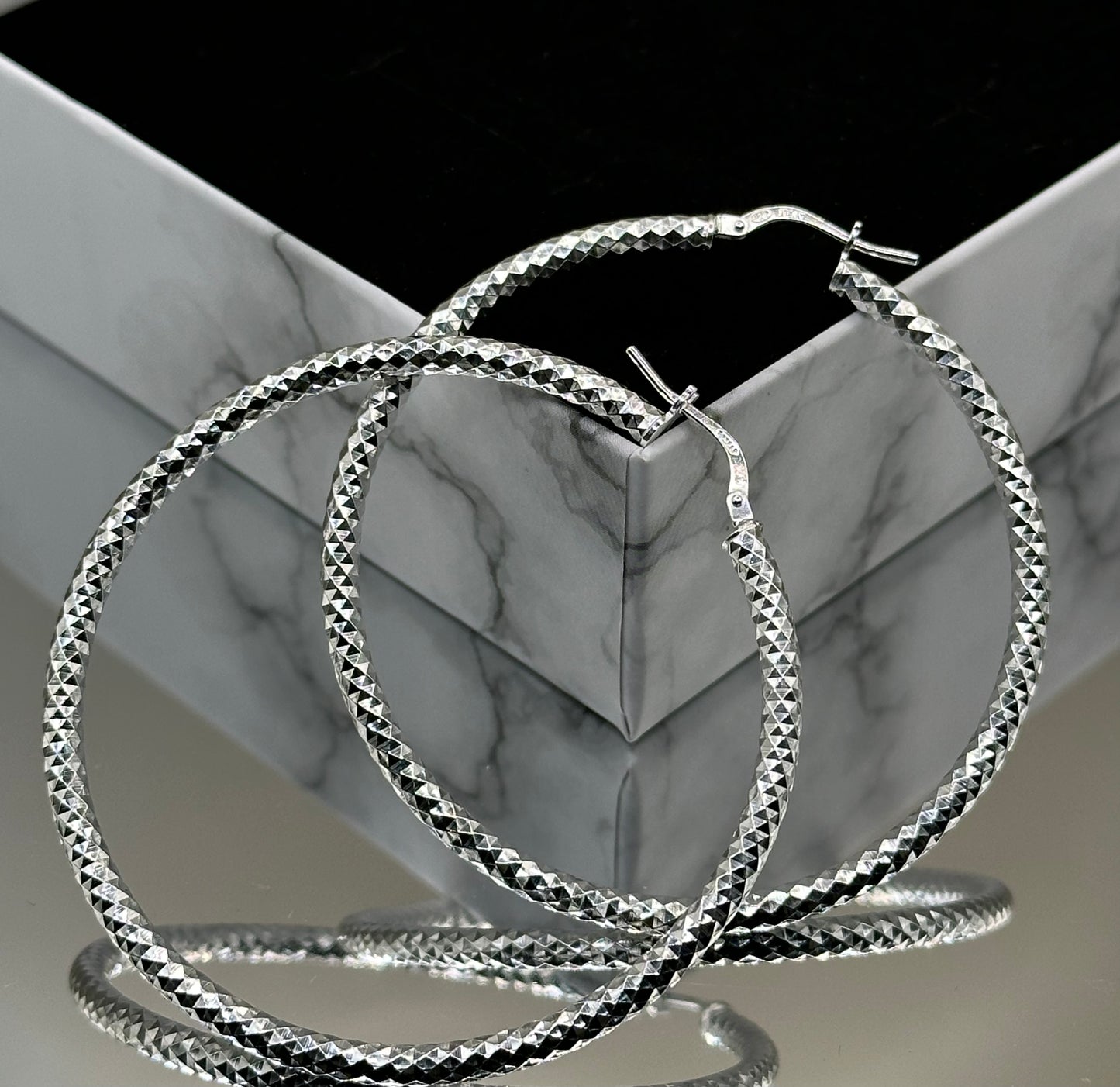 Silver filigree hoop earrings