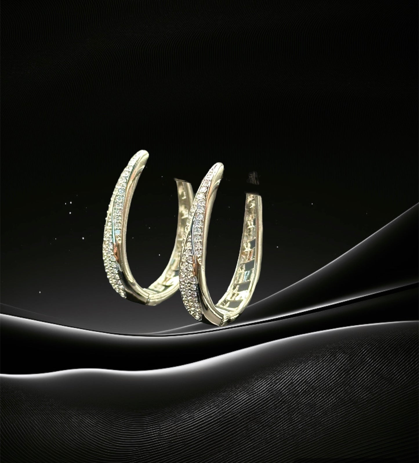 18K white Gold-Filled Ibiza Oval CZ Hoop Earrings