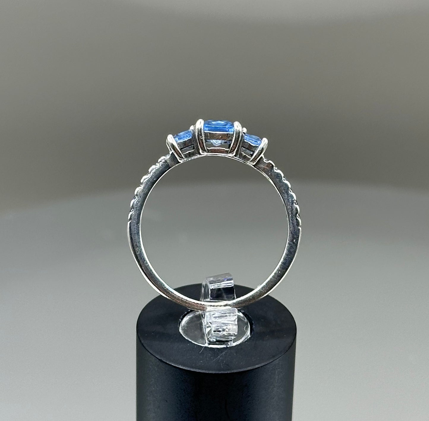 Silver Ring With Blue Cubic Zirconia