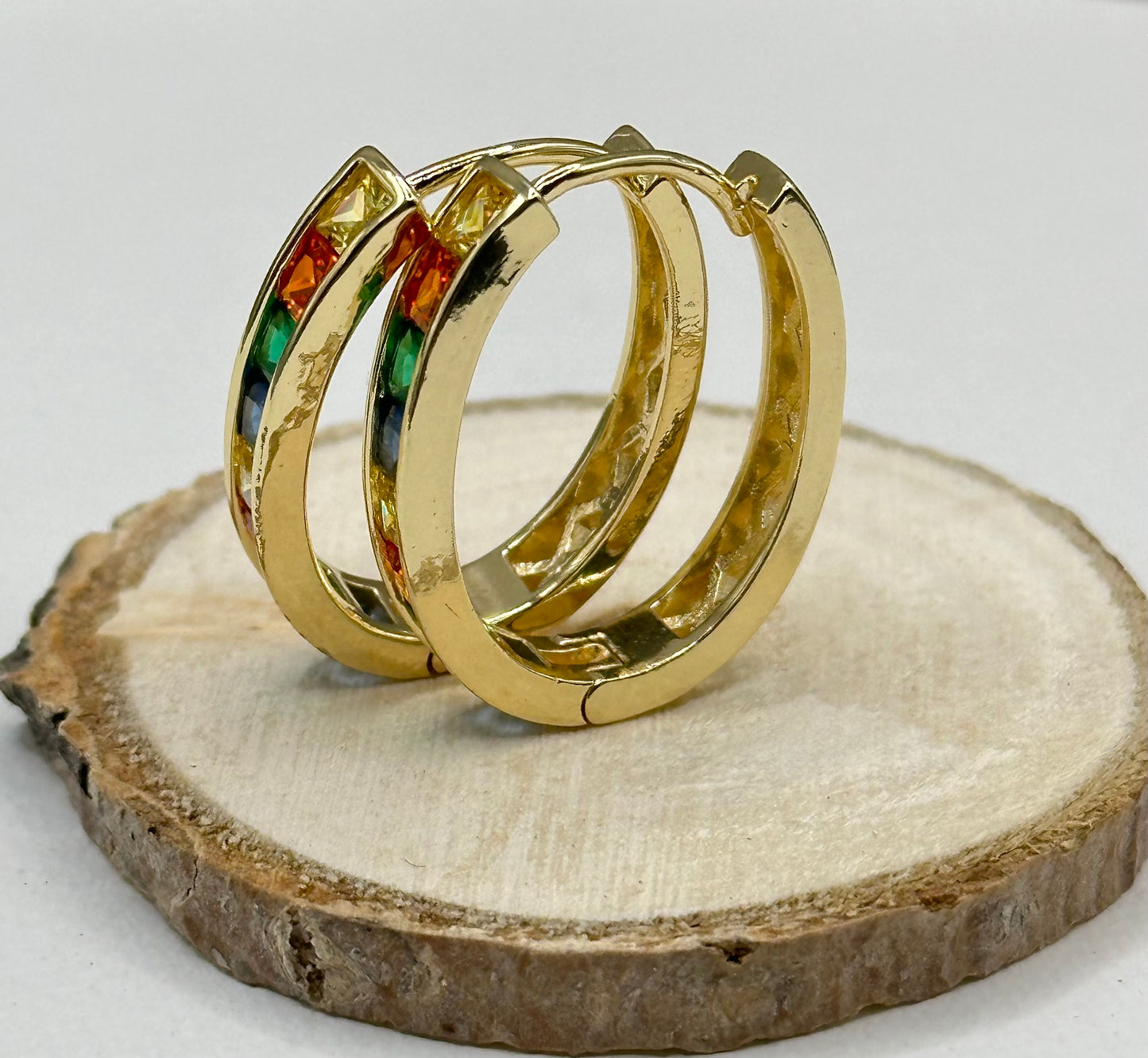 18k Gold-filled CZ Oval Hoop Earrings