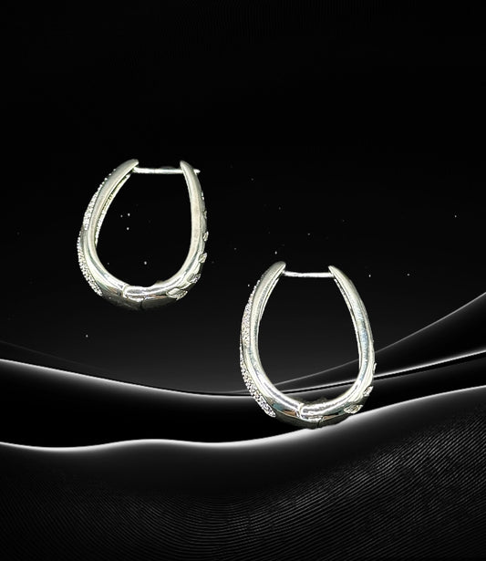 18K white Gold-Filled Ibiza Oval CZ Hoop Earrings