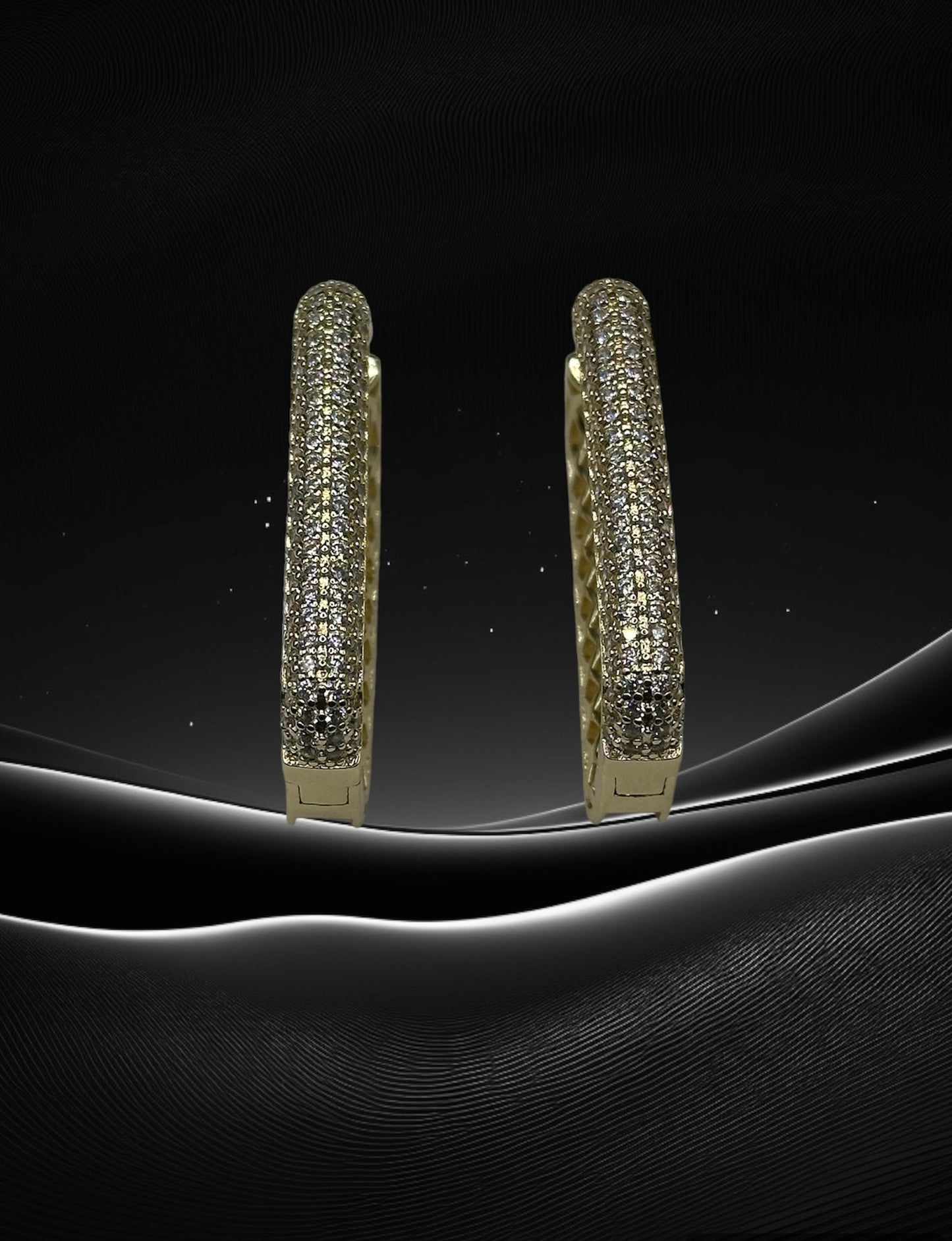 18K Gold-Filled Venice Rectangular CZ Hoop Earrings