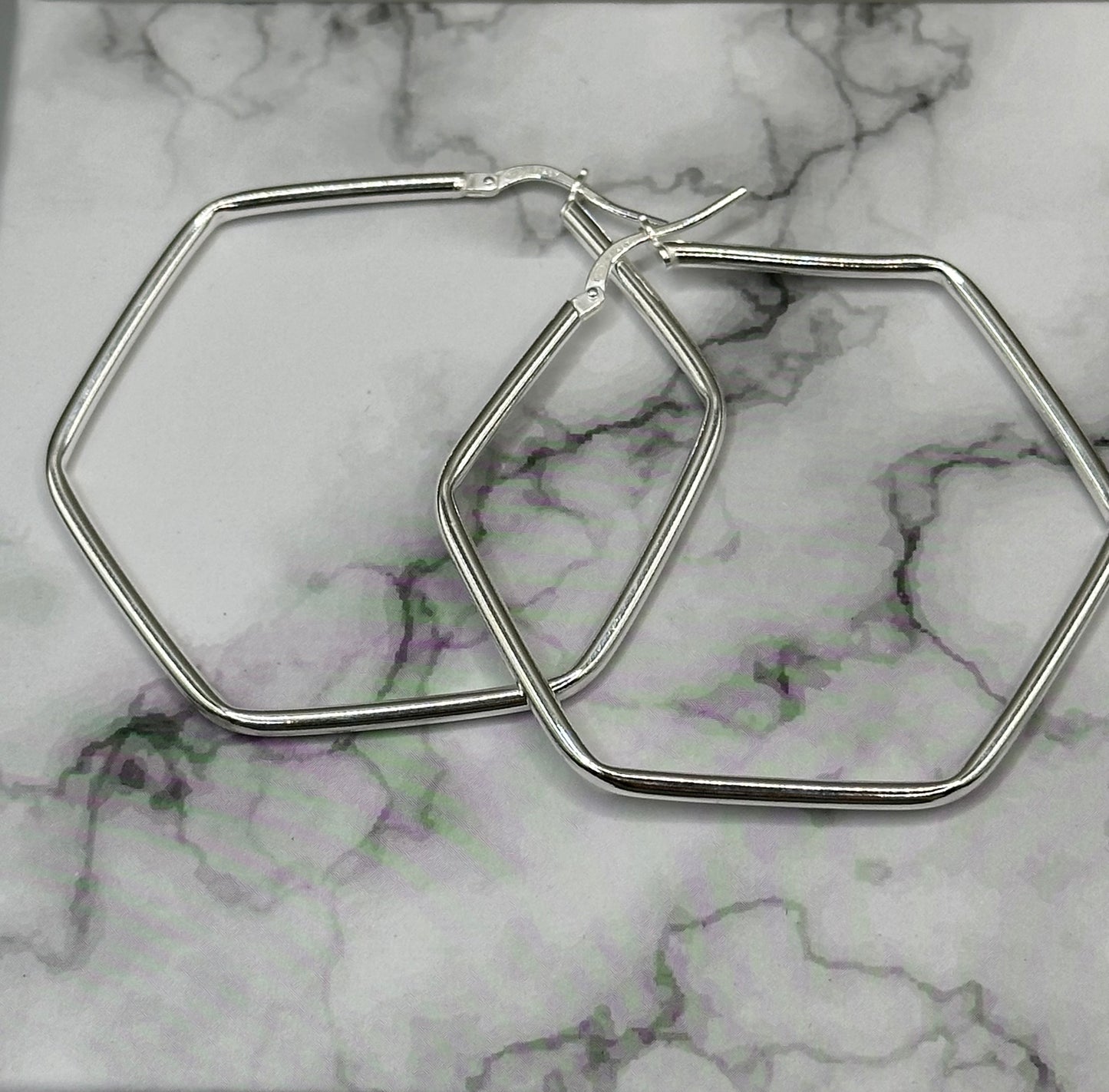 Hexagonal Silver earrings