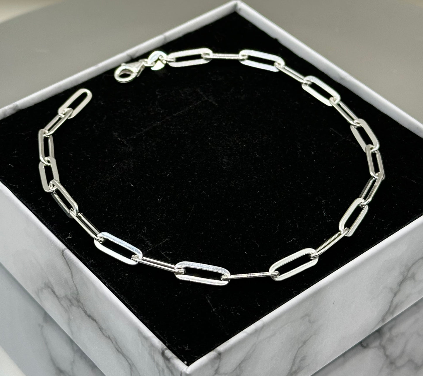 Silver paper clip bracelet