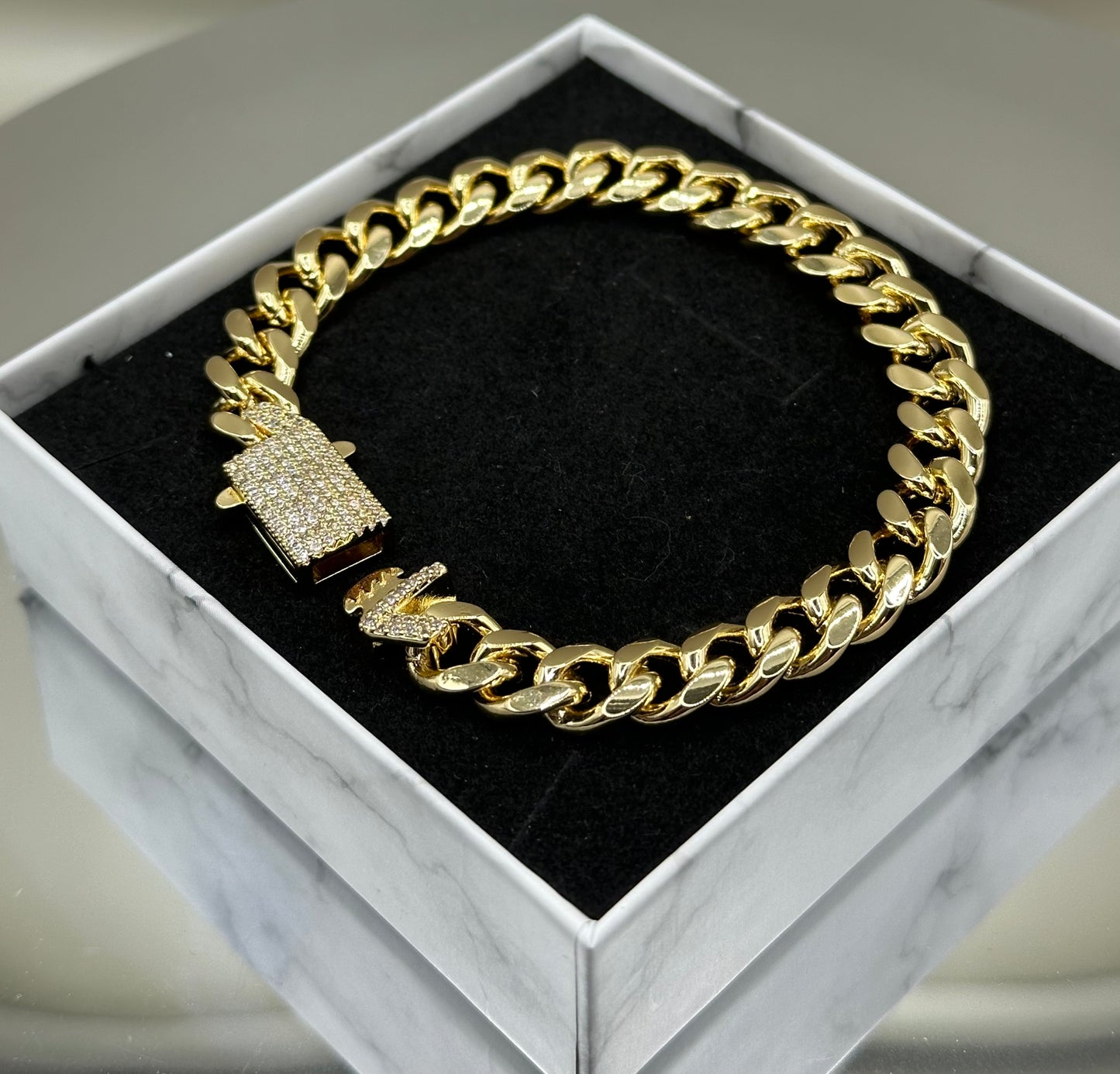 18k gold-filled puff cuban CZ Bracelet