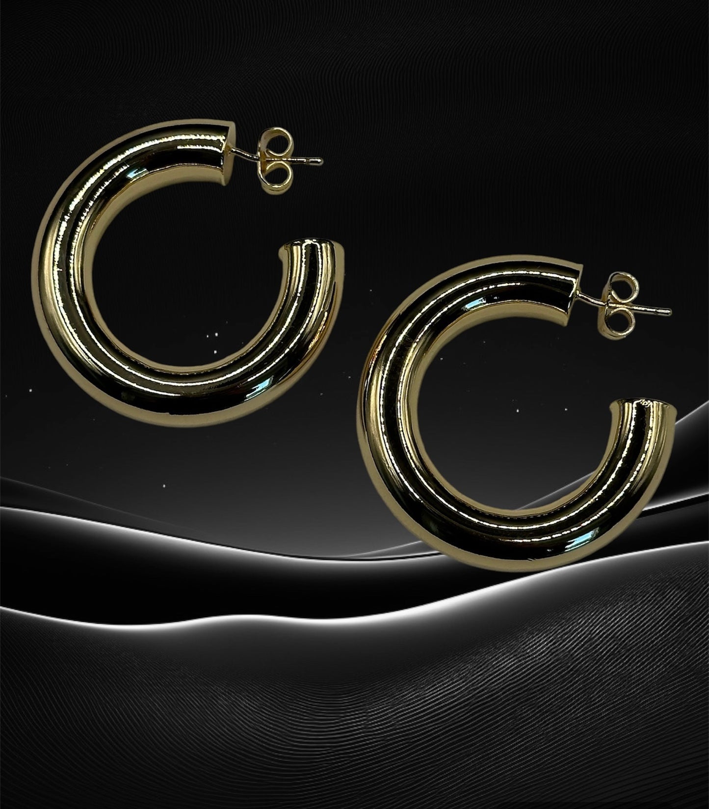 18K Gold-Filled Half Crescent Hoop Earrings