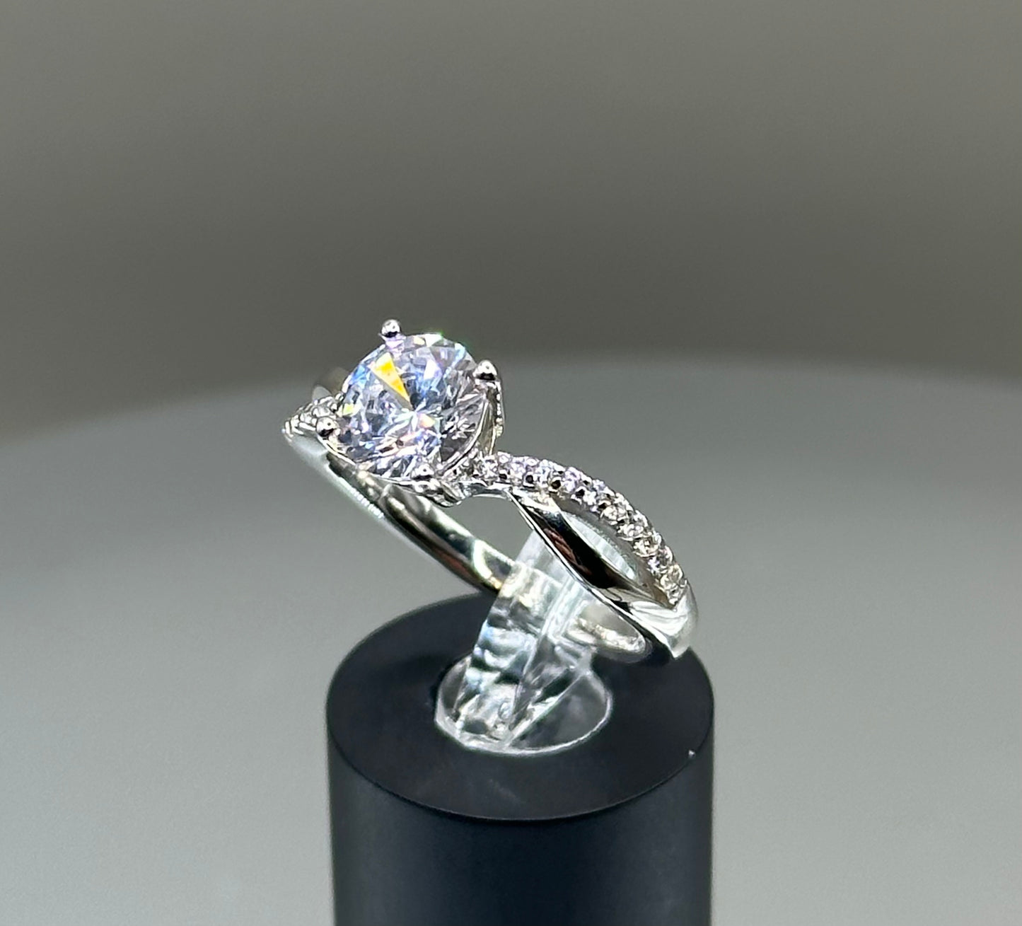 Silver ring for wedding and anniversary with CZ